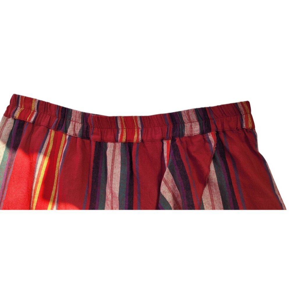 R Cinco Ranch Skirt L Asymmetrical Hem Faux Wrap Red Stripe Elastic Waist Ruffle - Picture 10 of 13
